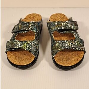 SAS Nudu Women 6.5 M Multi Color Snakeskin Print Comfort Slide Sandals USA